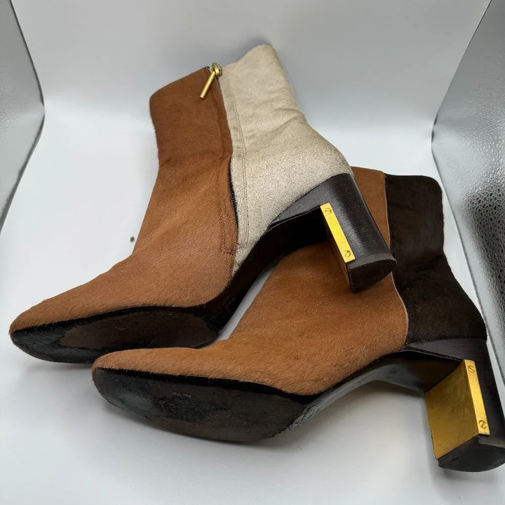 Rosetta Getty Calf Hair Two Tone Heeled Boots - Picture 2 of 4